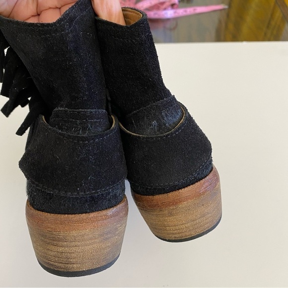 Free People || Bandalier Bootie Harness Fringe Zip Black Suede 37 - Picture 8 of 11